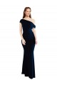 Discount Draped Off the Shoulder Fitted Formal Crepe Bridesmaid Dress / Prom Dress UK