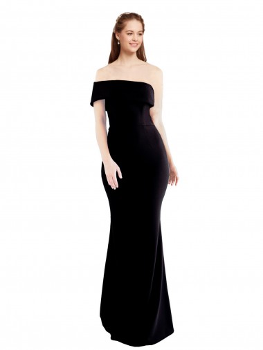 Discount Asymmetrical Draped Off the Shoulder Banded Formal Crepe Bridesmaid Dress / Prom Dress UK