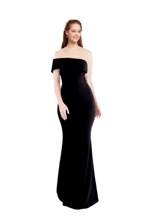 Discount Asymmetrical Draped Off the Shoulder Banded Formal Crepe Bridesmaid Dress / Prom Dress UK