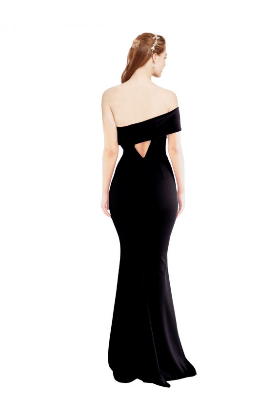 Discount Asymmetrical Draped Off the Shoulder Banded Formal Crepe Bridesmaid Dress / Prom Dress UK