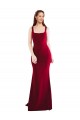 Discount Square Neckline and Backline Fitted Formal Crepe Bridesmaid Dress / Prom Dress UK