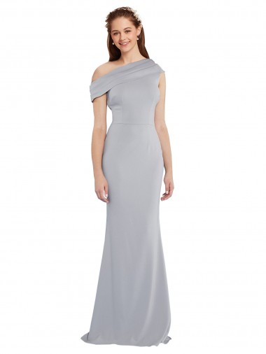 Discount Off the Shoulder Asymmetrical Mermaid Formal Crepe Bridesmaid Dress / Prom Dress UK