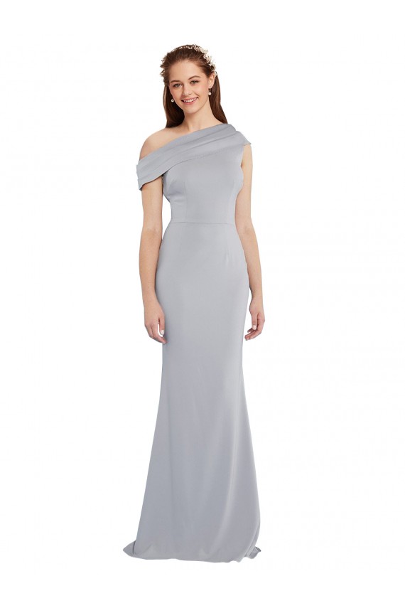 Discount Off the Shoulder Asymmetrical Mermaid Formal Crepe Bridesmaid Dress / Prom Dress UK