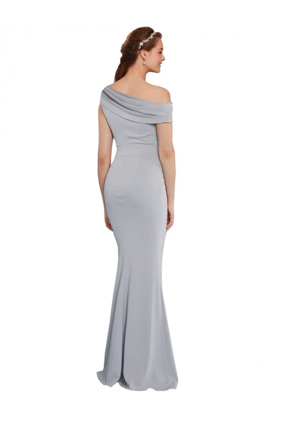 Discount Off the Shoulder Asymmetrical Mermaid Formal Crepe Bridesmaid Dress / Prom Dress UK