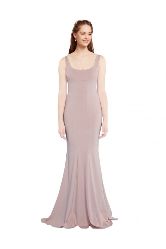 Discount Sleeveless Scoop Neck Fully Lined Formal Crepe Bridesmaid Dress / Prom Dress UK