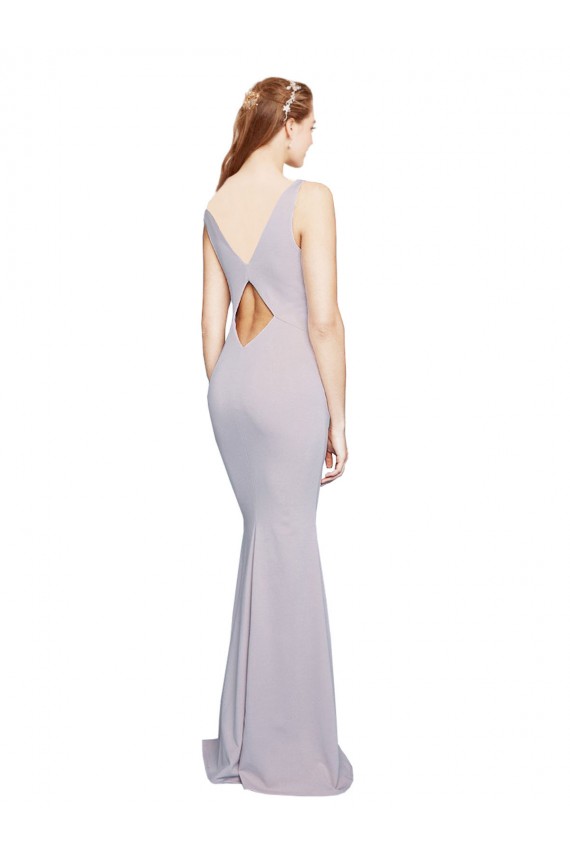Discount Cut-Out Back V-Neckline Mermaid Formal Crepe Bridesmaid Dress / Prom Dress Keyhole Back UK
