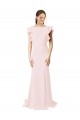 Discount Low V-Back Long Mermaid Crepe Bridesmaid Dress / Prom Dress with Ruffled Sleeves UK