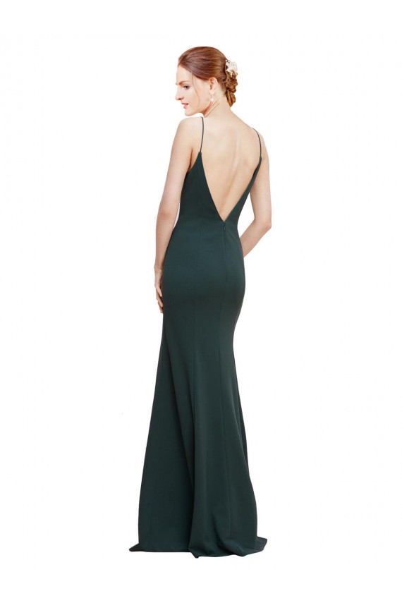Discount Deep V-Neck and Back Long Formal Crepe Bridesmaid Dress / Prom Dress UK