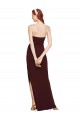 Discount Twisted Strapless Keyhole Long Formal Crepe Bridesmaid Dress / Prom Dress with Slit UK