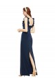 Discount Scoop Neck with Ruffles Long Formal Crepe Bridesmaid Dress / Prom Dress with Back Slit UK