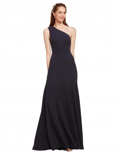 Discount Fit and Flare Formal Crepe Bridesmaid Dress / Prom Dress with One Shoulder UK