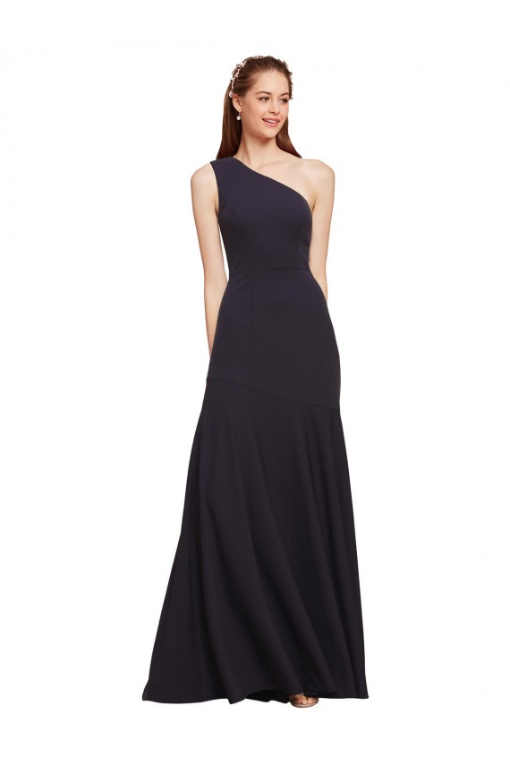 Discount Fit and Flare Formal Crepe Bridesmaid Dress / Prom Dress with One Shoulder UK