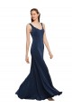 Discount Fit and Flare Long Formal Crepe Bridesmaid Dress / Prom Dress with Round Neck UK