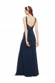 Discount Fit and Flare Long Formal Crepe Bridesmaid Dress / Prom Dress with Round Neck UK