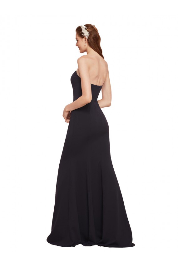 Discount Strapless Bodycon Long Formal Crepe Bridesmaid Dress / Prom Dress with High Slit UK