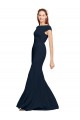 Discount Fit and Flare Long Formal Crepe Bridesmaid Dress / Prom Dress with Tie Open Back UK