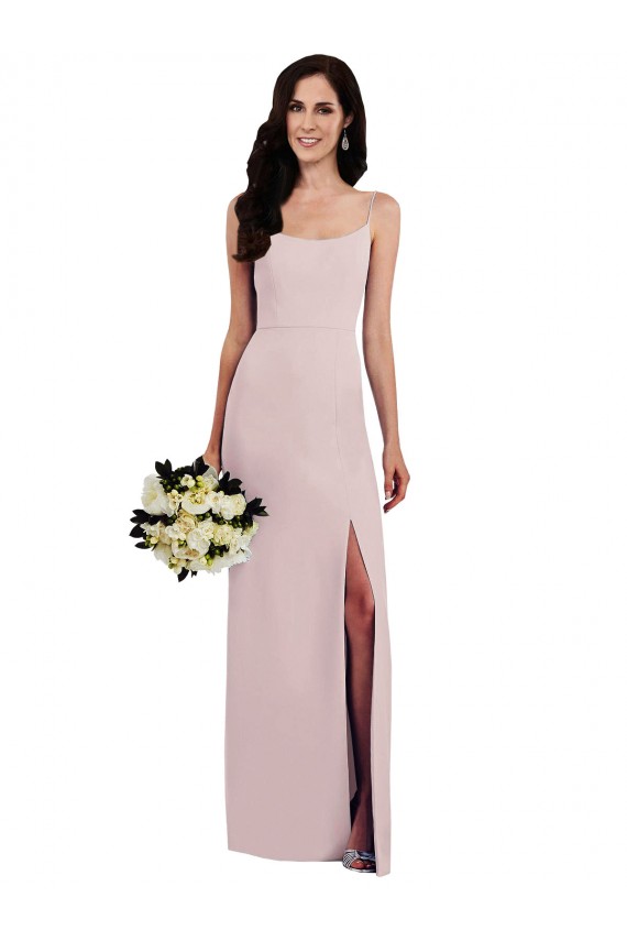 Discount Spaghetti Strap V Back Formal Crepe Bridesmaid Dress / Prom Dress with Front Slit UK
