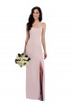 Discount Spaghetti Strap V Back Formal Crepe Bridesmaid Dress / Prom Dress with Front Slit UK