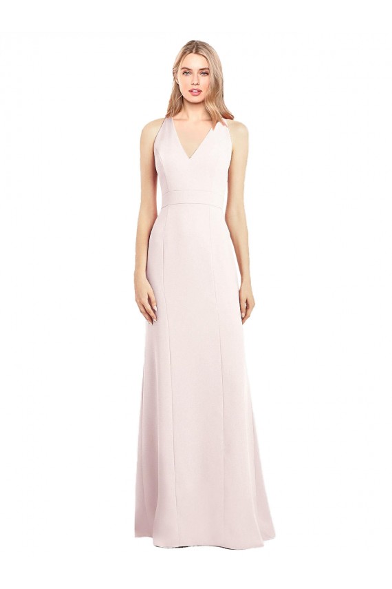 Discount V-Neck Keyhole Back Crepe Trumpet Bridesmaid Dress / Prom Dress UK