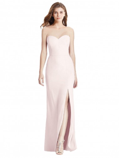 Discount Strapless Crepe Trumpet Bridesmaid Dress / Prom Dress with Front Slit UK