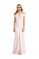 Discount Off the Shoulder Notch Trumpet Formal Crepe Bridesmaid Dress / Prom Dress with Front Slit UK