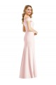 Discount Off the Shoulder Notch Trumpet Formal Crepe Bridesmaid Dress / Prom Dress with Front Slit UK