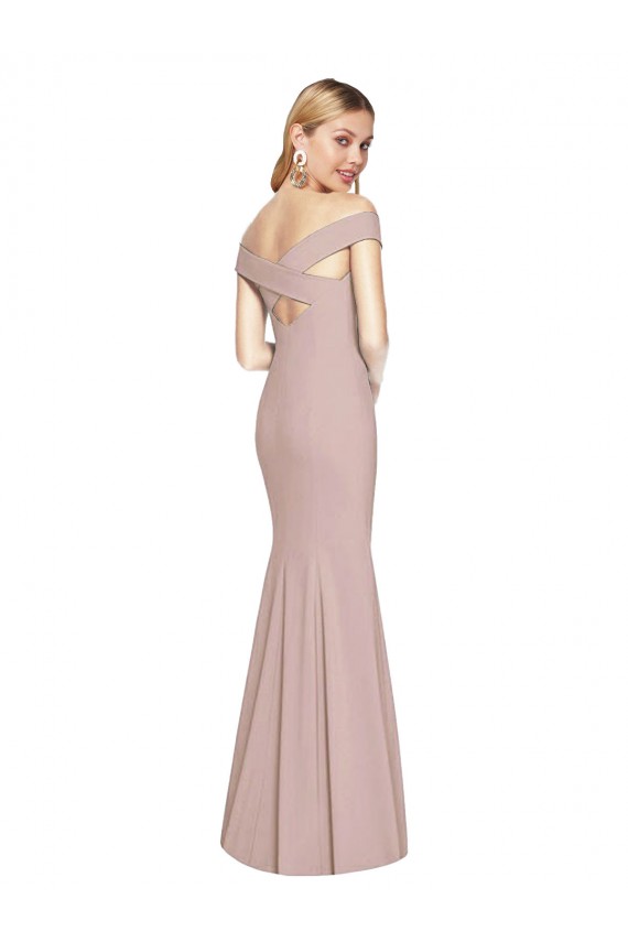 Discount Off the Shoulder Criss Cross Back Trumpet Bridesmaid Dress / Prom Dress UK