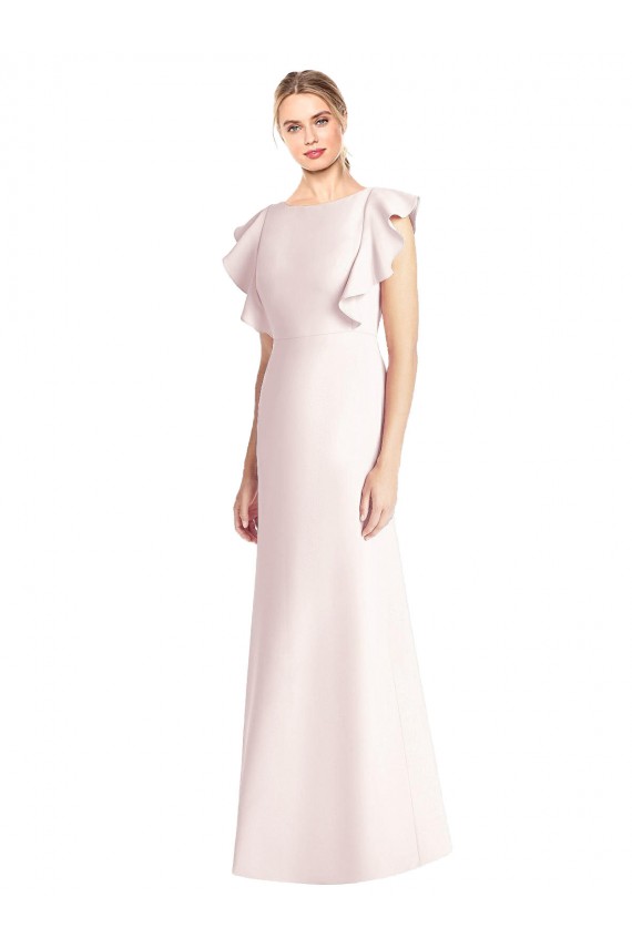 Discount Ruffle Cap Sleeves Open Back Trumpet Bridesmaid Dress / Prom Dress UK