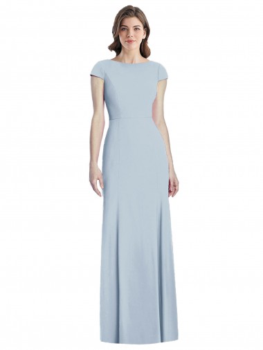 Discount Bateau Neck Cap Sleeves Open Back Trumpet Bridesmaid Dress / Prom Dress UK