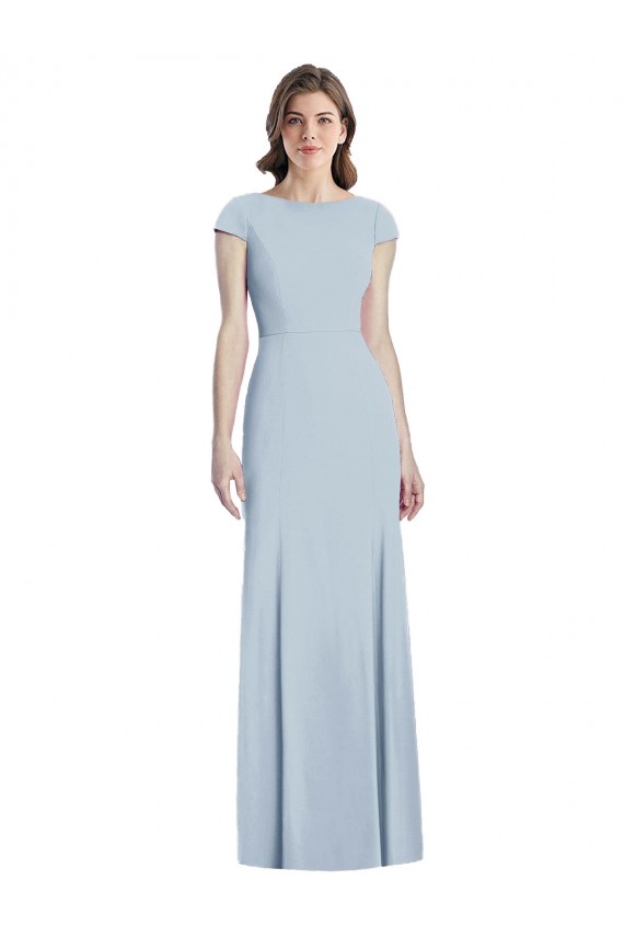 Discount Bateau Neck Cap Sleeves Open Back Trumpet Bridesmaid Dress / Prom Dress UK