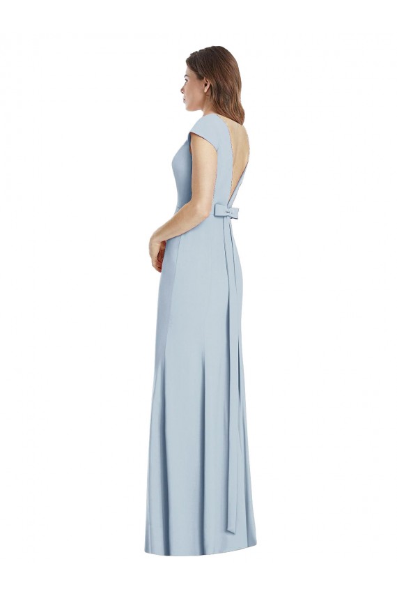 Discount Bateau Neck Cap Sleeves Open Back Trumpet Bridesmaid Dress / Prom Dress UK