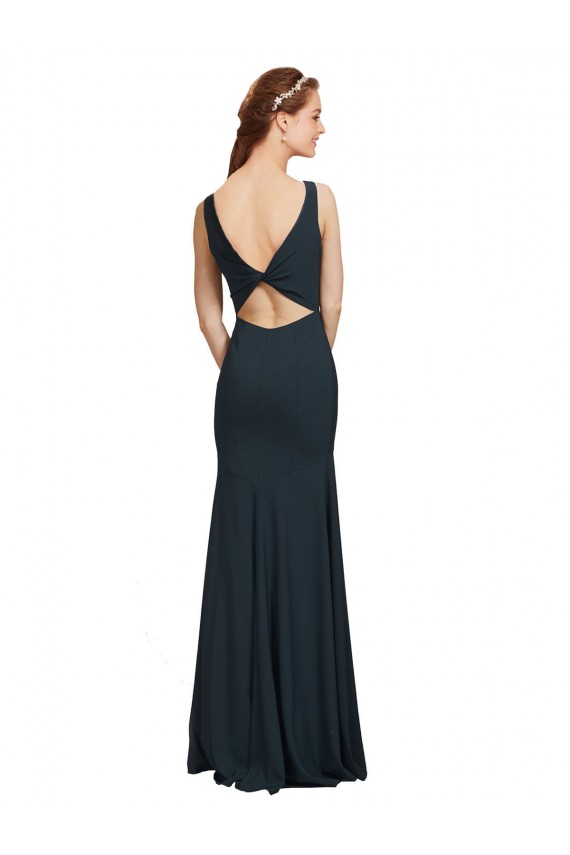 Discount Sleeveless Bateau Neckline Crepe Bridesmaid Dress / Prom Dress with Twist Back UK