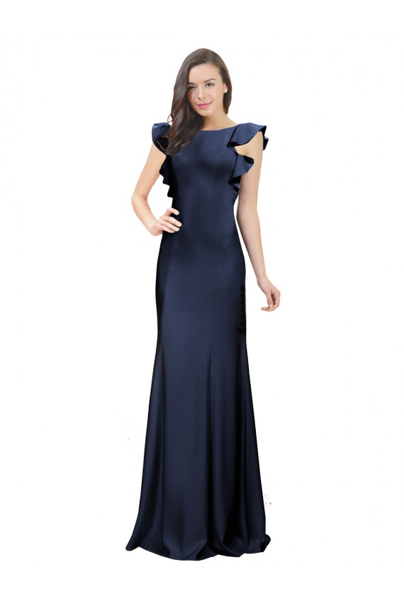Discount Sleeveless Crepe Bridesmaid Dress / Prom Dress with Cascading Ruffle and Keyhole Back UK