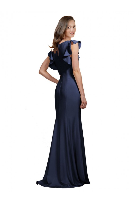 Discount Sleeveless Crepe Bridesmaid Dress / Prom Dress with Cascading Ruffle and Keyhole Back UK