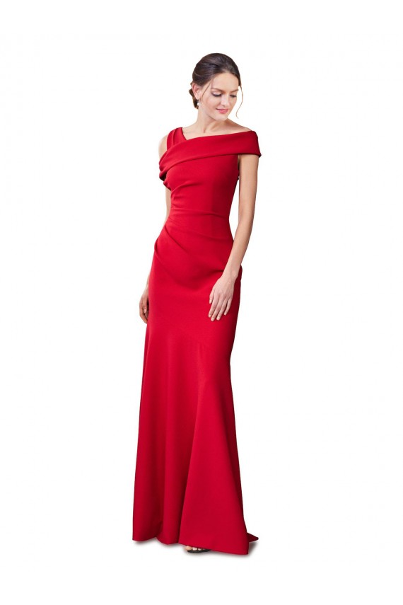 Discount Sleeveless Ruched Formal Crepe Mermaid Bridesmaid Dress / Prom Dress with Off The Shoulder Detail UK