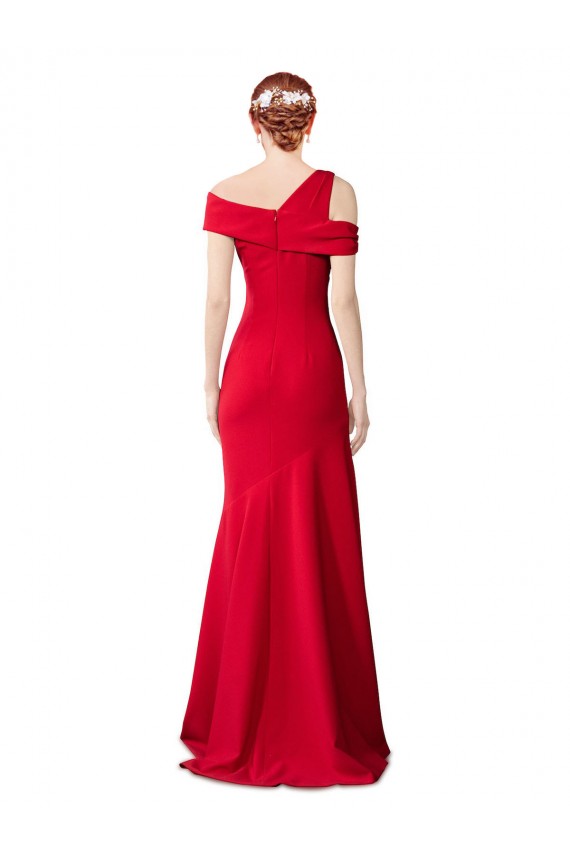 Discount Sleeveless Ruched Formal Crepe Mermaid Bridesmaid Dress / Prom Dress with Off The Shoulder Detail UK