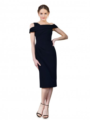 Discount Draped Cross Shoulder Stretch Formal Crepe Cocktail Dress / Homecoming Dress UK