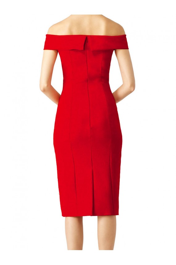 Discount Off the Shoulder Square Neck Cocktail Length Bridesmaid Dress / Prom Homecoming Dress UK