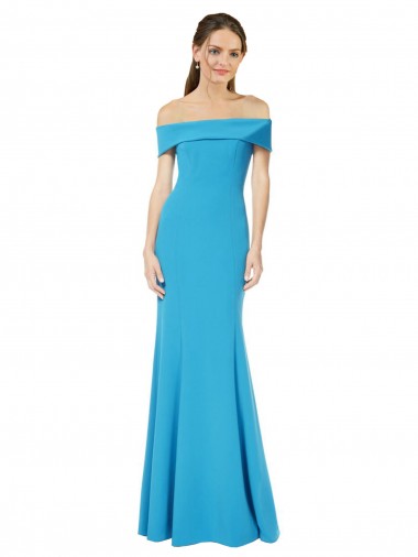 Discount Off the Shoulder Formal Crepe Bridesmaid Dress / Prom Dress with Fitted Silhouette UK