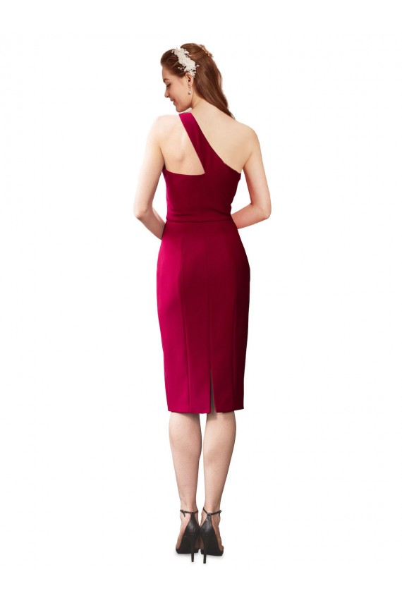 Discount One Shoulder Short Formal Crepe Cocktail Length Bridesmaid Dress / Prom Homecoming Dress UK