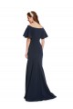Discount Off the Shoulder Formal Crepe Bridesmaid Dress / Prom Dress with Short Ruffle Sleeves. UK