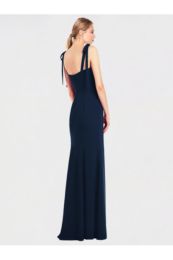 Discount Flat Tie Shoulder Crepe Trumpet Bridesmaid Dress / Prom Dress with Front Slit UK