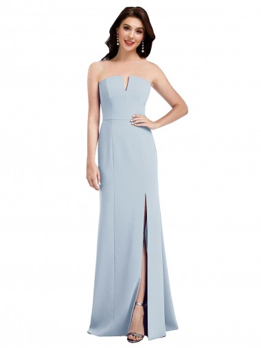 Discount Strapless Notch Crepe Bridesmaid Dress / Prom Dress with Front Slit UK