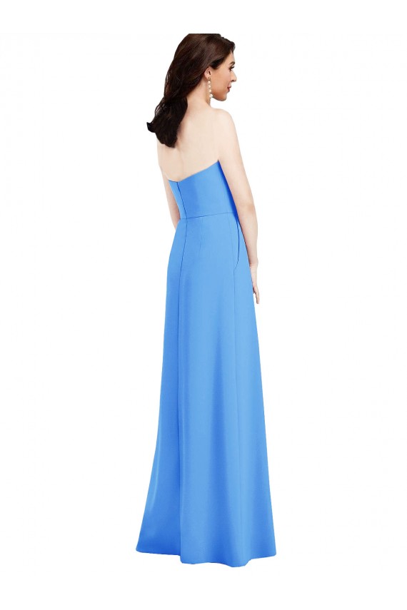 Discount Strapless Pleated Skirt Crepe Bridesmaid Dress / Prom Dress with Pockets UK