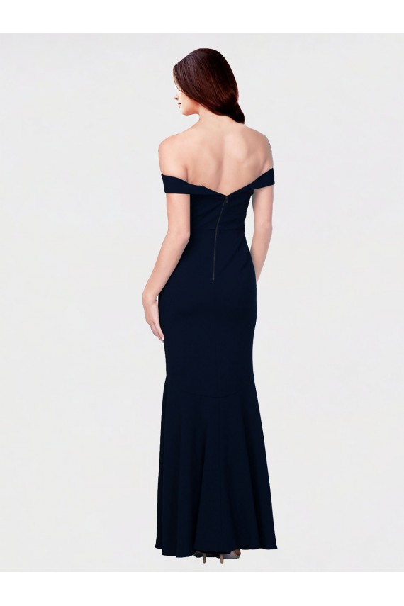 Discount Mermaid Off the Shoulder Long Formal Crepe Bridesmaid Dress / Prom Dress with Low Back UK