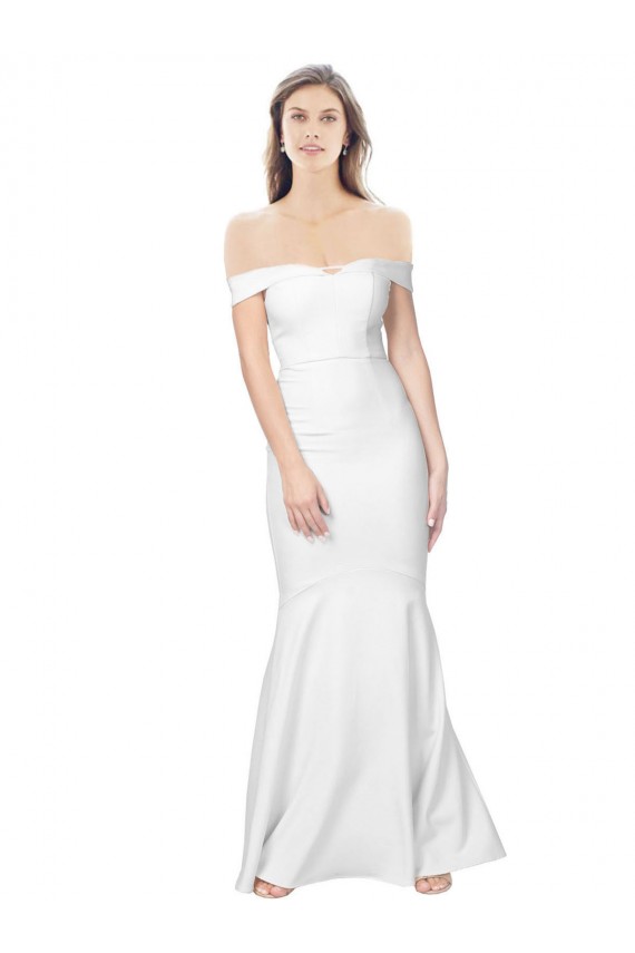 Discount Mermaid Off the Shoulder Long Formal Crepe Bridesmaid Dress / Prom Dress with Low Back UK
