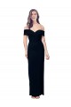 Discount Off the Shoulder Long Full Length Formal Crepe Bridesmaid Dress / Prom Dress with Side Split UK