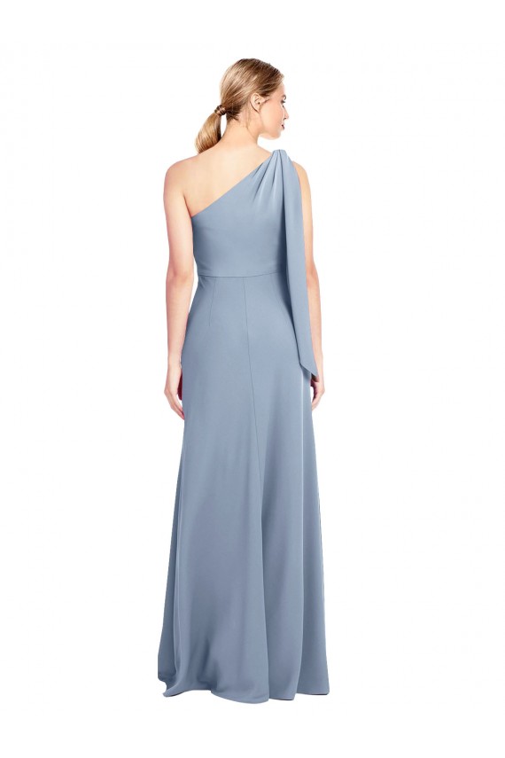 Discount Draped Flutter Sleeves One Shoulder Stretch Formal Crepe Bridesmaid Dress / Prom Dress UK