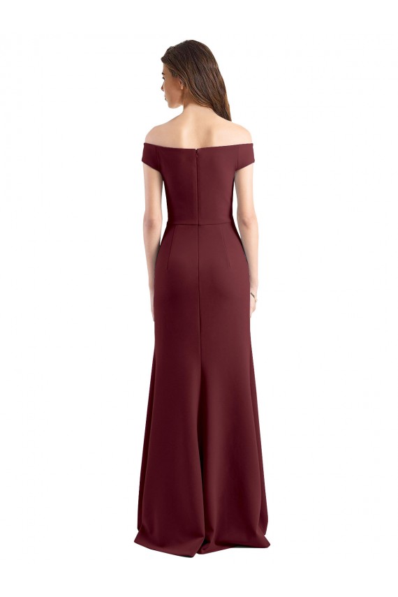 Discount Off the Shoulder Fit and Flare Stretch Crepe Bridesmaid Dress / Prom Dress UK