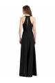 Discount Sleek Halter V-Neck Long A-Line Stretch Formal Crepe Bridesmaid Dress / Prom Dress with Front Slit UK